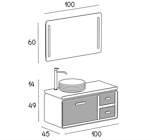 کابینت روشویی چوب و پی وی سی مدل L-010